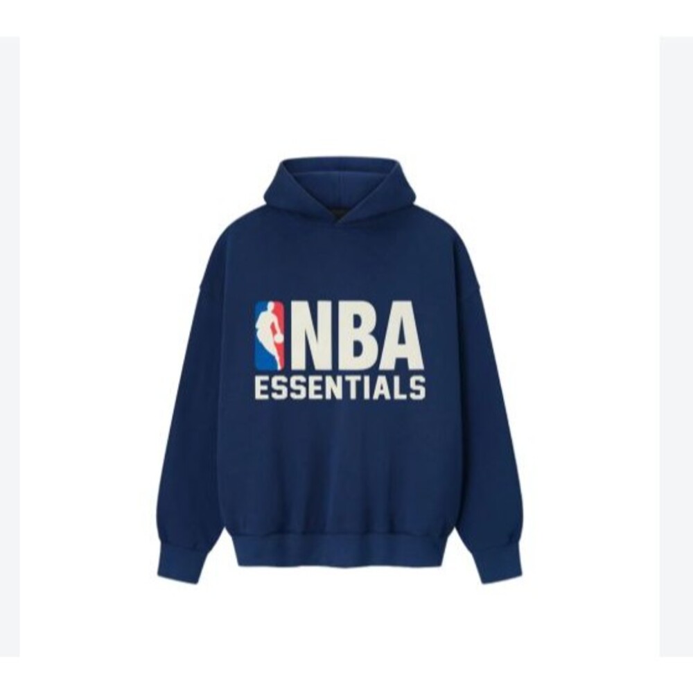 NWT Fear of God Essentials x NBA Sports Fit Hoodie Estate Blue Sweatshirt Mens S
